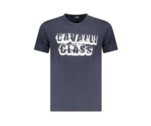 Cavalli Class - Printed Cotton T-Shirt - Homme - Tops - Bleu - Taille: 2XL