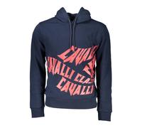 Cavalli Class - Sweat à capuche bleu avec impression - Homme - Sweatshirts et sweats à capuche - Bleu - Taille: XL