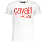 Cavalli Class T-shirt à manches courtes blanc avec logo imprimé : Taille - L Taille : L