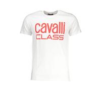 Cavalli Class - T-shirt Blanc en Coton avec Logo Imprimé - Homme - Tops - Blanc - Taille: 2XL