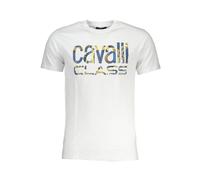 Cavalli Class - T-shirt en Coton Blanc Imprimé Col Rond - Homme - Tops - Blanc - Taille: XL
