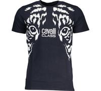 Cavalli Class T-shirt bleu à tête de tigre : Taille - L Taille : L