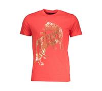 Cavalli Class - T-shirt Col Rond Imprimé Tigre Rouge - Homme - Tops - Rouge - Taille: L