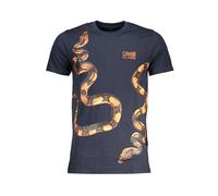 Cavalli Class - T-shirt en Coton Bleu avec Logo Imprimé - Homme - Tops - Bleu - Taille: XL