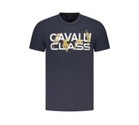 Cavalli Class - T-Shirt en Coton - Homme - Tops - Bleu - Taille: 2XL