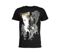 Cavalli Class - T-shirt Noir en Coton avec Logo Imprimé - Homme - Tops - Noir - Taille: XL