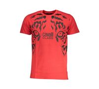 Cavalli Class - T-shirt Rouge avec Tigre et Col Rond - Homme - Tops - Rouge - Taille: L