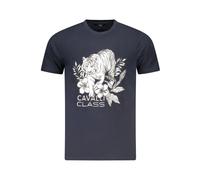 Cavalli Class - T-shirt Homme en Coton Bleu - Homme - Tops - Bleu - Taille: XL