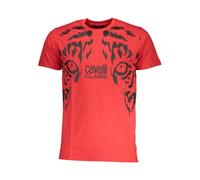 Cavalli Class - T-shirt Rouge avec Tigre et Col Rond - Homme - Tops - Rouge - Taille: XL