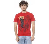 Cavalli Class T-shirt rouge de luxe avec motif animalier : Taille - L Taille : L