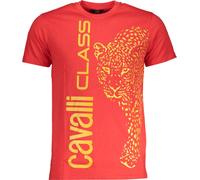 Cavalli Class T-shirt rouge tête de léopard hommes : Taille - M Taille : M