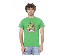 Cavalli Class - T-shirt Uni avec Impression Logo - Homme - Tops - Vert - Taille: L