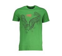 Cavalli Class - T-shirt vert avec tigre graphique et col rond - Homme - Tops - Vert - Taille: M