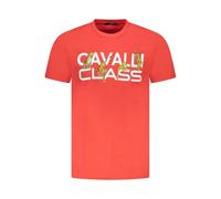Cavalli Class - Tee-shirt rouge à imprimé léopard - Homme - Tops - Rouge - Taille: L