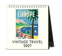 Cavallini Calendrier de bureau 2027 vintage avec chevalet de voyage, 15,2 x 16,5 cm, 12 mois