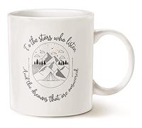 CavaStar Acotar Velaris Mug en céramique avec inscription « To The Stars Who Listen » et « And the Dreams That Are Answered » - Cadeau pour votre amoureux - Blanc - 325 ml