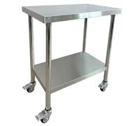 CAVATINY Table de travail en acier inoxydable - 76 x 46 cm - 4 roulettes pivotantes avec freins - Table gastronomique - Charge maximale : 200 kg - Table de cuisine professionnelle en acier inoxydable