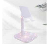 Cavdycidy Bling Support de téléphone portable pour bureau, angle réglable en strass pailleté, compatible avec iPhone 16 Pro Max, 15 Plus, 14, 13, 12, 11 et Samsung, tous les téléphones (blanc)