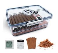 Cave à cigare, cave à cigares avec humidificateur/hygromètre/planches de cèdre/copeaux de bois de cèdre résistant à l'humidité, boîte à cigares de bureau, accessoires de voyage en acrylique
