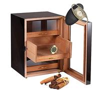 Cave à cigares avec hygromètre numérique, tiroir à 3 couches, doublure en cèdre, peut contenir 100 cigares, avec cutter