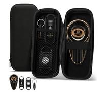 Cave à cigares de voyage, boîte à cigares portable multifonctionnelle avec cutter droit, coupe-V, perforateur et cendrier en céramique, ensemble de coupe-cigares 4 en 1 avec sac pour terrasse