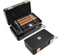 Cave à cigares de voyage - Étui à cigares portable double couche avec accessoires humidificateur, coupe-cigares, cèdre espagnol et support à cigares, étanche, résistant à l'écrasement, cadeau pour