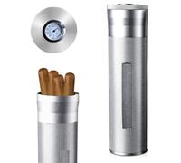 Cave à cigares en acier inoxydable avec hygromètre, tube pour 3 à 4 cigares, étui à cigares portable, cave à cigares pour les courts trajets