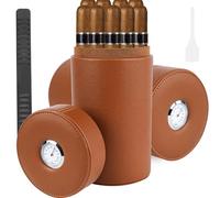 Cave à cigares en bois de cèdre doublé pour 5 à 30 cigares - Avec hygromètre extérieur - En cuir - Avec bandes d'humidification - Accessoires pour cigares