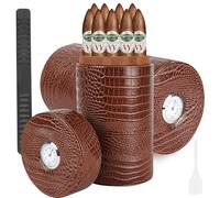Cave à cigares en bois de cèdre doublé pour 5 à 30 cigares - Avec hygromètre extérieur - En cuir - Avec bandes d'humidification - Accessoires pour cigares