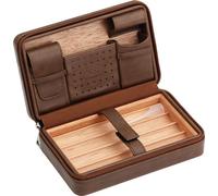 Cave à cigares en cuir, intérieur en bois de cèdre, boîte cadeau, GALINER 1 brun
