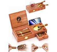 Cave à cigares et cendrier doublé en bois de cèdre, avec coupe-cigare, hygromètre, humidificateur, rehausseur de dessin, plateau à whisky, porte-téléphone et cigares, boîte à cigares avec accessoires
