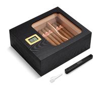 Cave à cigares moderne en verre avec hygromètre numérique, humidificateur, séparateur, étui à cigares fait à la main, peut contenir 35 à 45 cigares, accessoires de cigares pour homme
