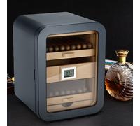Cave à cigares pour 110 cigares, boîte à cigares de bureau avec cèdre espagnol, affichage en verre, humidification facile, hygromètre numérique
