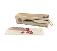 Cave a saucisson personnalisée Mabouteille®, avec couteau - Idéal comme planche apero, coupe saucisson, planche bois… [ Planche a decouper personnalisable ]