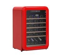 Cave à vin autonome à température constante, réfrigérateur 115 litres, mini réfrigérateur 4 ℃-22 ℃, étagère en bois de hêtre importé à 6 couches, verre à trois couches + revêtement Low-E (rouge avec t