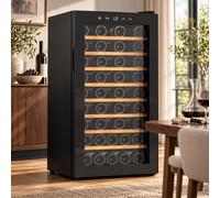 Cave à Vin Électrique avec Commandes Digitales et Façade Noire 12Bottle | Son niveau sonore nominal de 39 dB convient au rangement quotidien du vin dans les pièces de vie.
