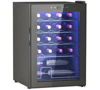 Cave à vin - HOMCOM - 20 bouteilles 53L haute performance température réglable 5-18° lumière LED - noir