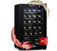 Cave à Vin Klarstein Shiraz 24 Uno 63L 24 bouteilles Panneau de contrôle tactile 5-18°C Noir Noir G