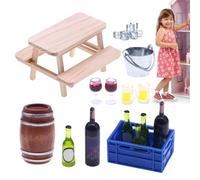 Cave à vin Miniature - Ensemble d'accessoires de Boissons pour Maison de, Mini Bouteilles de bière, Panier à vin Rouge, Mini Bar de Maison détaillé | Ornements en métal en Bois de résine à