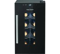 Cave à vin ProfiCook® pour 8 bouteilles, avec porte vitrée résistante aux UV, refroidisseur à vin avec éclairage LED et 4 niveaux de stockage dont 3 amovibles, 11-18°C, 23L - PC-WK 1232