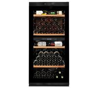 Climadiff Cave a vin de vieillissement avec controle a distance double zone 138 bouteilles, 2 clayette sapelli tete beche + 2 clayettes sapelli horizontale, 37 dB, classe F
