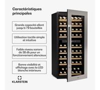 cave à vin Vinsider Duo | 79 bouteilles | 2 zones de réfrigération | protection UV | 9 étagères | tactile