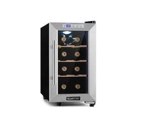 KLARSTEIN Cave a Vin, Réfrigérateur à Vin sur Pieds avec Porte en Verre, Cave à de Vieillissement, Prosecco, Bière, Ecran Tactile, Réfrigérateur Bar, Frigo, Protection UV, 11-18°C, 6 Bouteilles