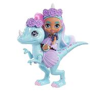 Cave Club Bébé des Cavernes mini-poupée Licorne 8 cm aux cheveux bleus, avec figurine dinosaure et accessoires, jouet pour enfant, GXP25