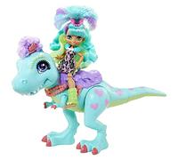 Cave Club Coffret poupée préhistorique Rockelle et Son T-Rex de 55 cm aux mâchoires articulées, Accessoires Inclus, Jouet pour Enfant, GTL69