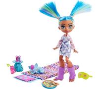 Cave Club coffret Pyjama Party Préhistorique avec poupée Tella aux cheveux bleus, figurine bébé canidé Hunch et accessoires, jouet pour enfant, GTH06