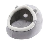 Cave de lit pour chat, lit de couchage confortable pour chiot : maison de couchage avec un corps amovible et jouet balle en cuir pour coureur, jardinage, vos amis à fourrure dormiront avec style