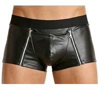 Cave Hero Boxer en latex effet mouillé avec fermeture éclair avant - Short en latex effet mouillé avec zip, S