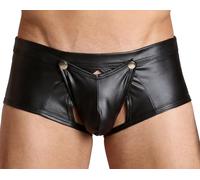 Cave Hero Boxer en latex effet mouillé avec fermeture éclair avant - Short en latex effet mouillé avec zip, S