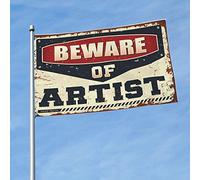 Cave Man Bar Beware Of Artist Flag Funny Flags For College Dorm Retro Room Decor (Taille : 120 x 180 cm)